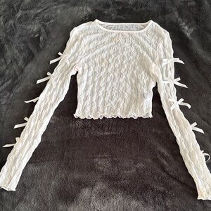 Elegant White Textured Women's Top